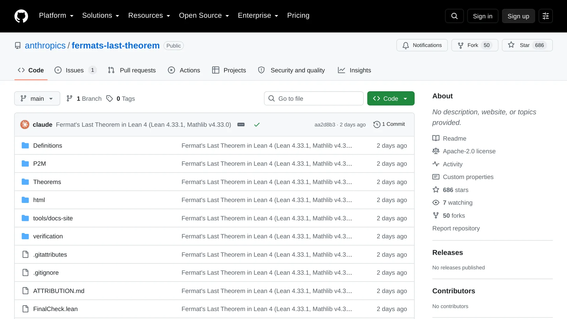 Öffentliches GitHub-Repository für Anthropics Lean-Beweis von Fermats letztem Satz