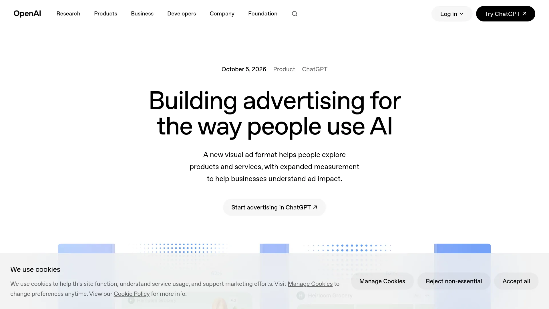 OpenAI visual ads announcement