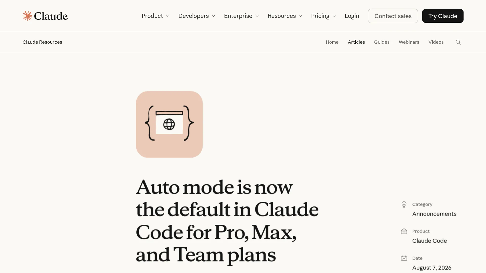 Anthropic announcement for Claude auto mode default