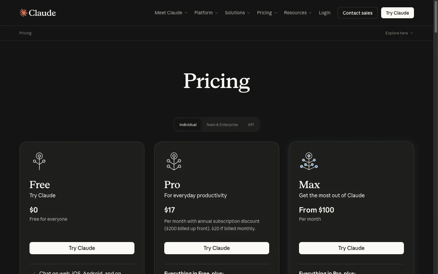Planes y precios para consumidores de Claude