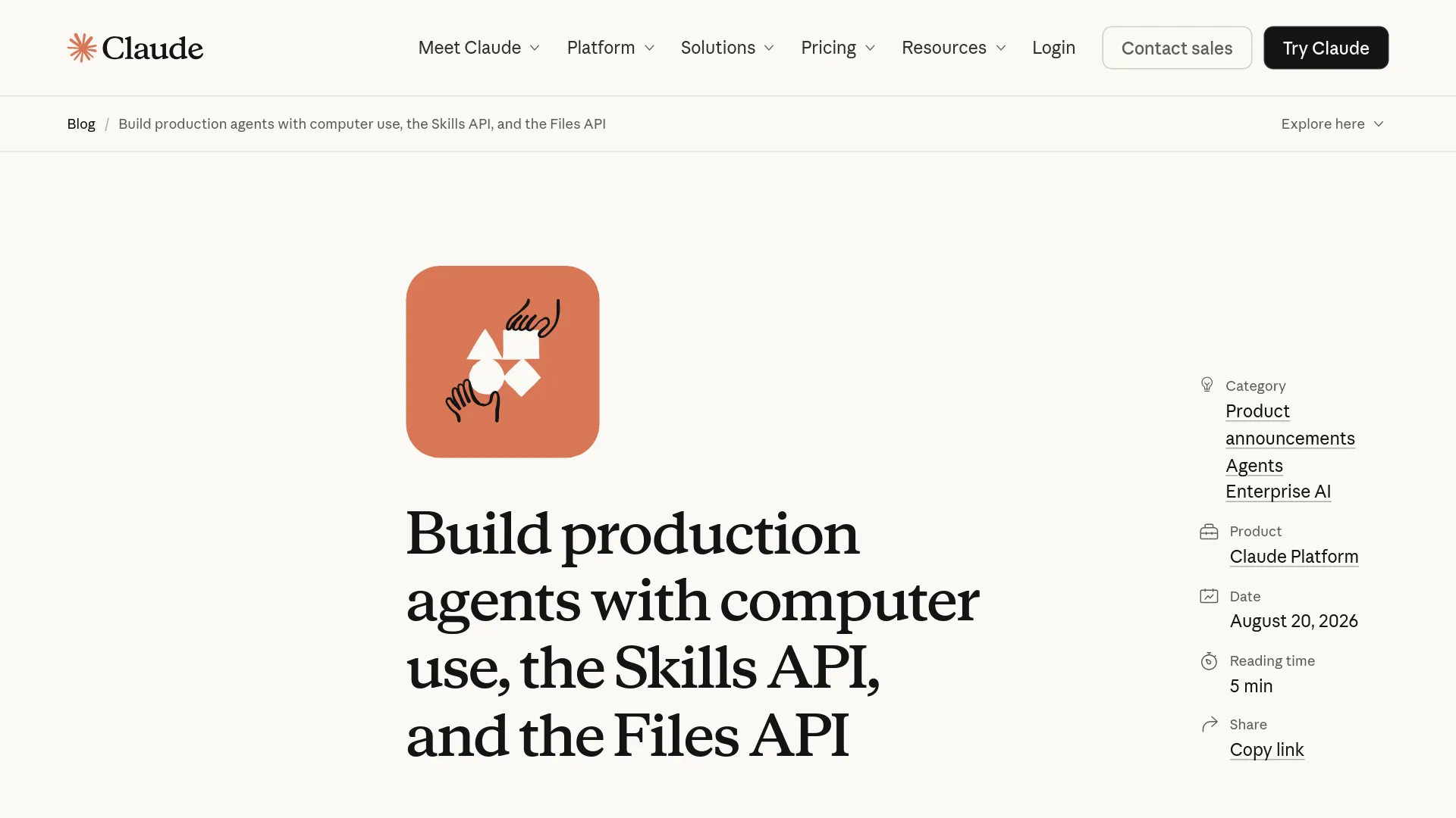 Annonce d'Anthropic indiquant que computer use, la Skills API et la Files API sont désormais disponibles en disponibilité générale