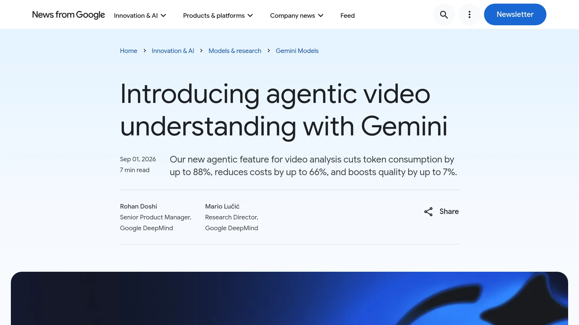 Googles Startseite zur Einführung der agentischen Videoanalyse