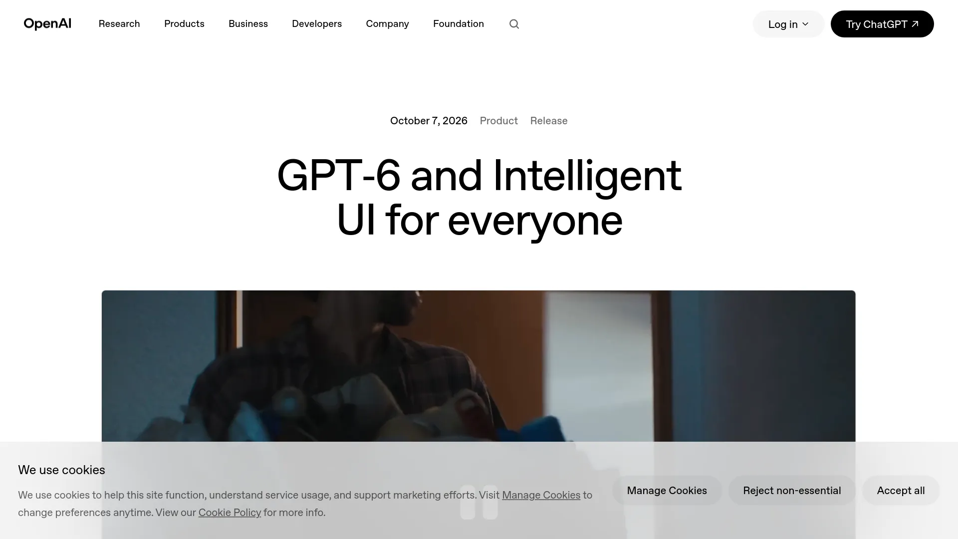 Pagina ufficiale di lancio di GPT-6 Intelligent UI di OpenAI