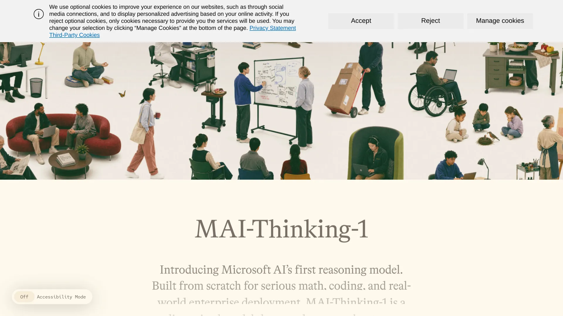 MAI-Thinking-1 model page on Microsoft AI