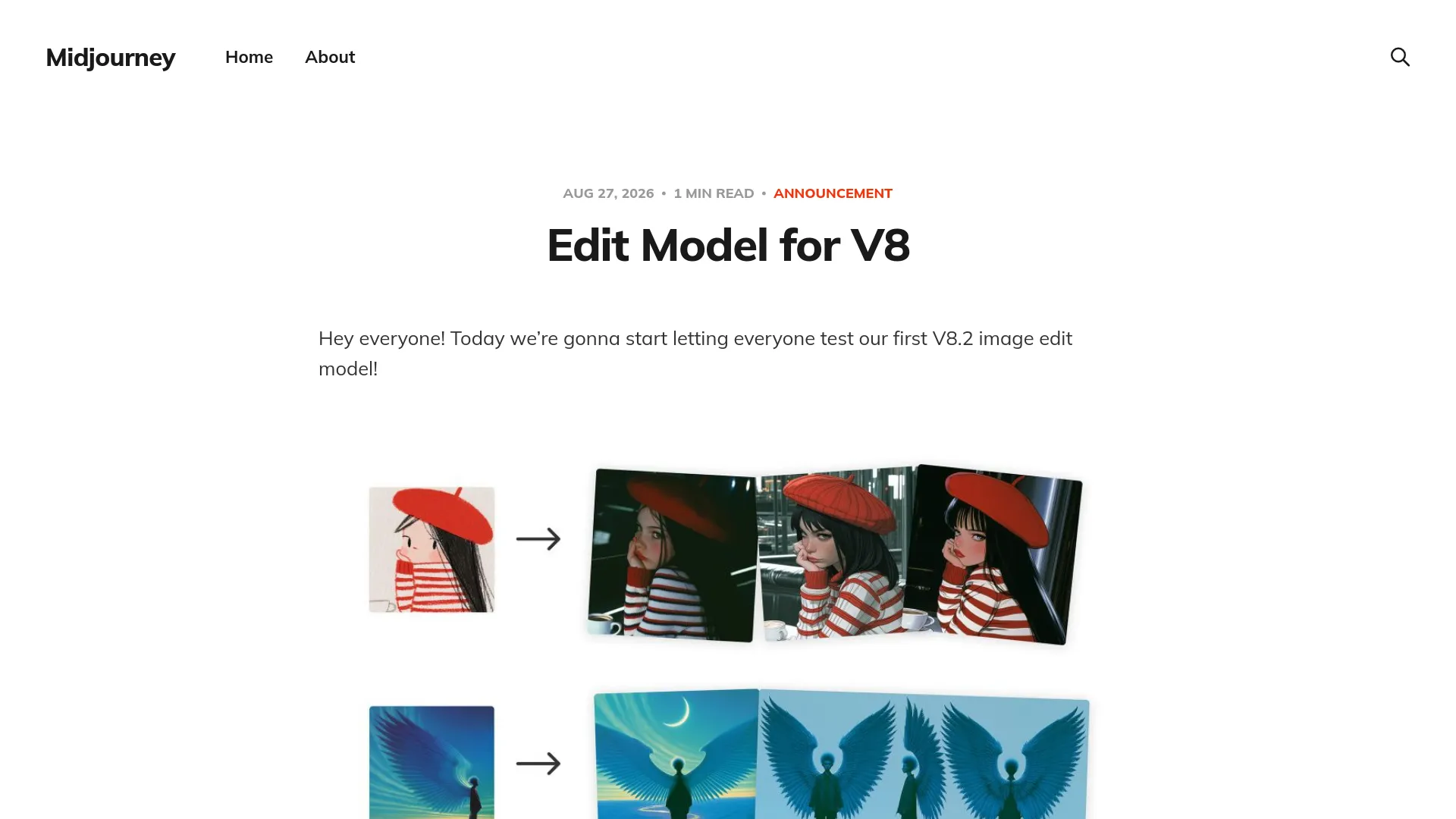 Official Midjourney V8.2 edit-model announcement