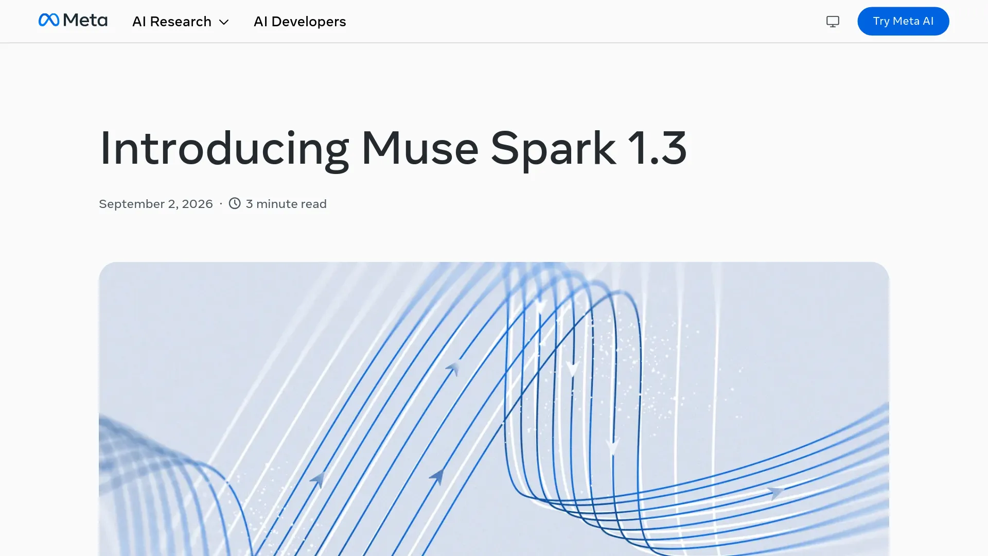 Annuncio ufficiale di Meta per Muse Spark 1.3