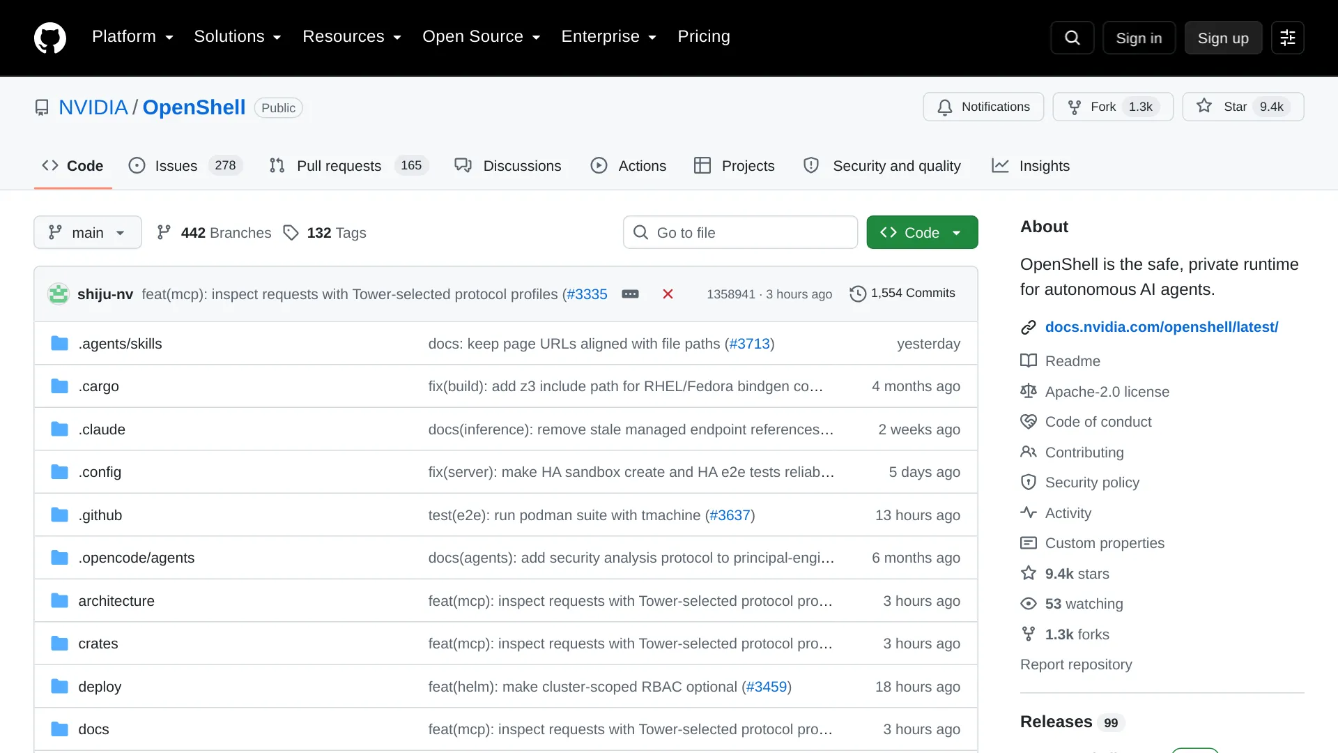 NVIDIA OpenShell GitHub repository