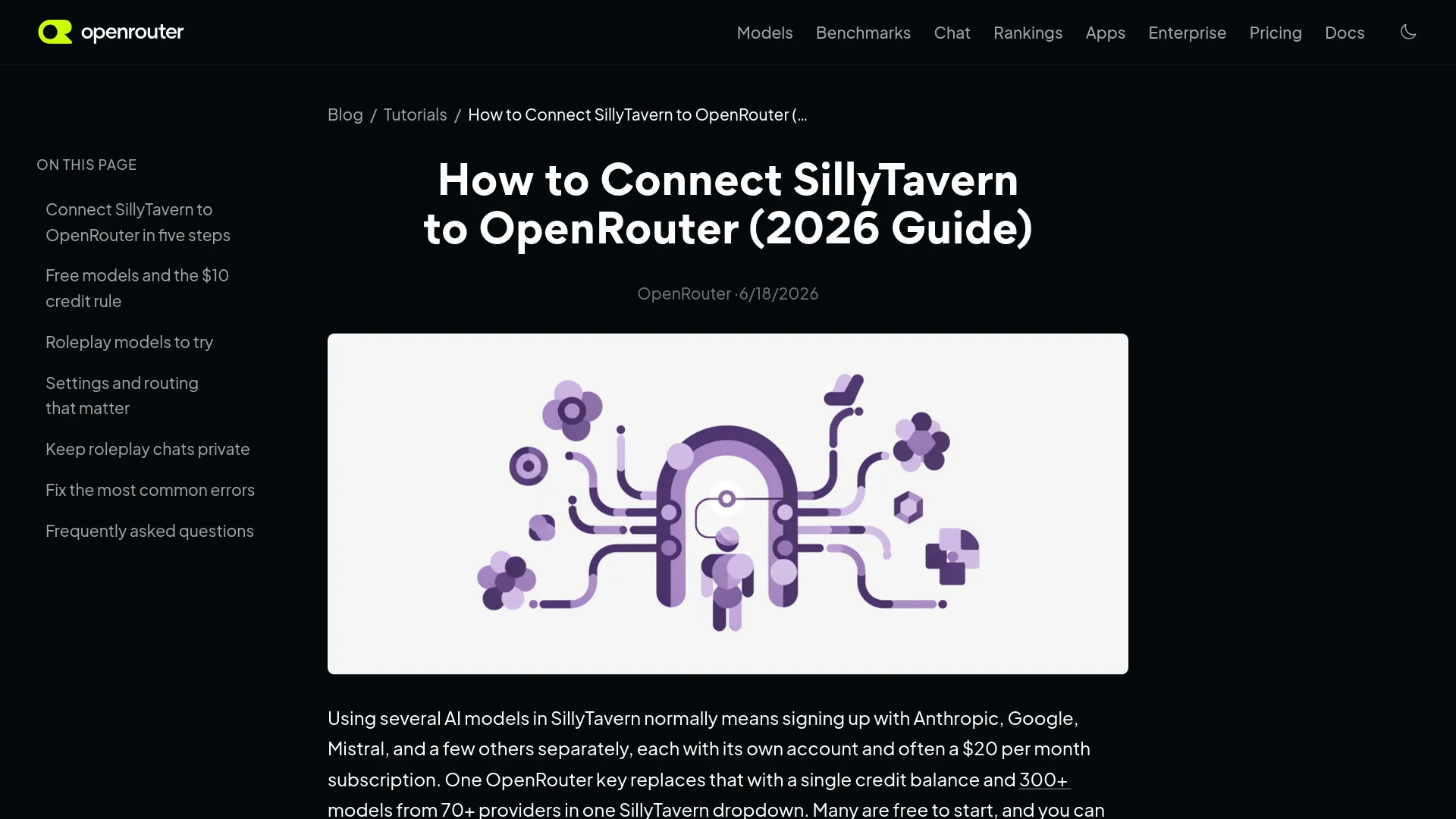 SillyTavern OpenRouter setup guide showing the connection workflow
