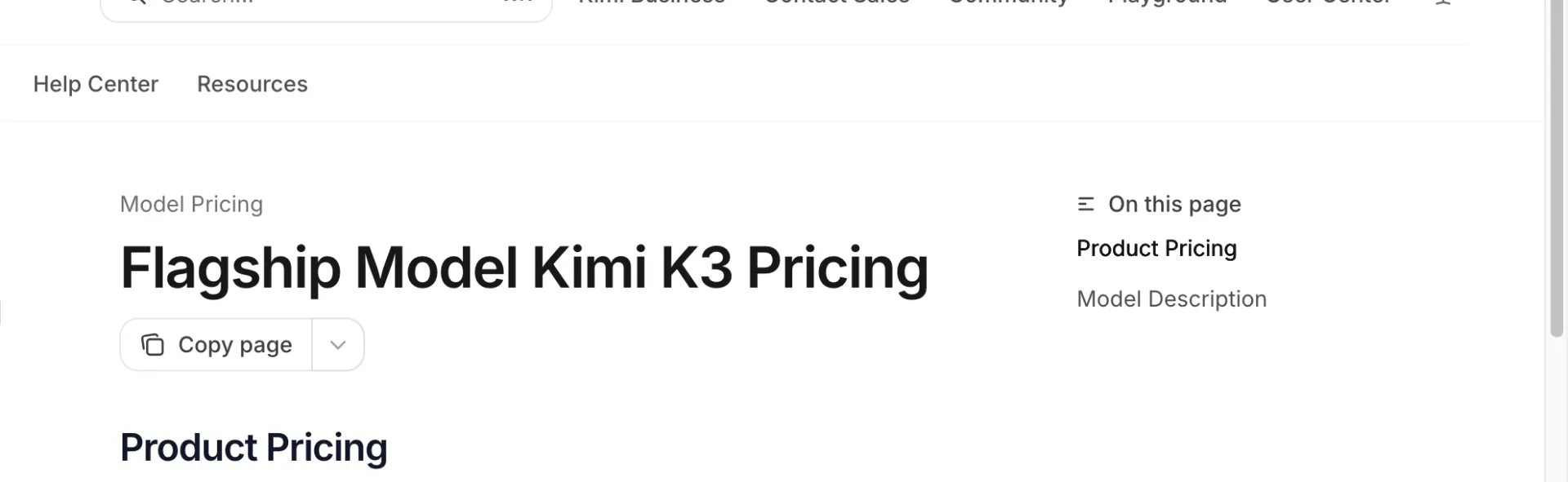 Kimi K3 official API pricing on Moonshot's platform: $3.00 per million cache-miss input, $0.30 cache read, $15.00 output, 1,048,576-token context