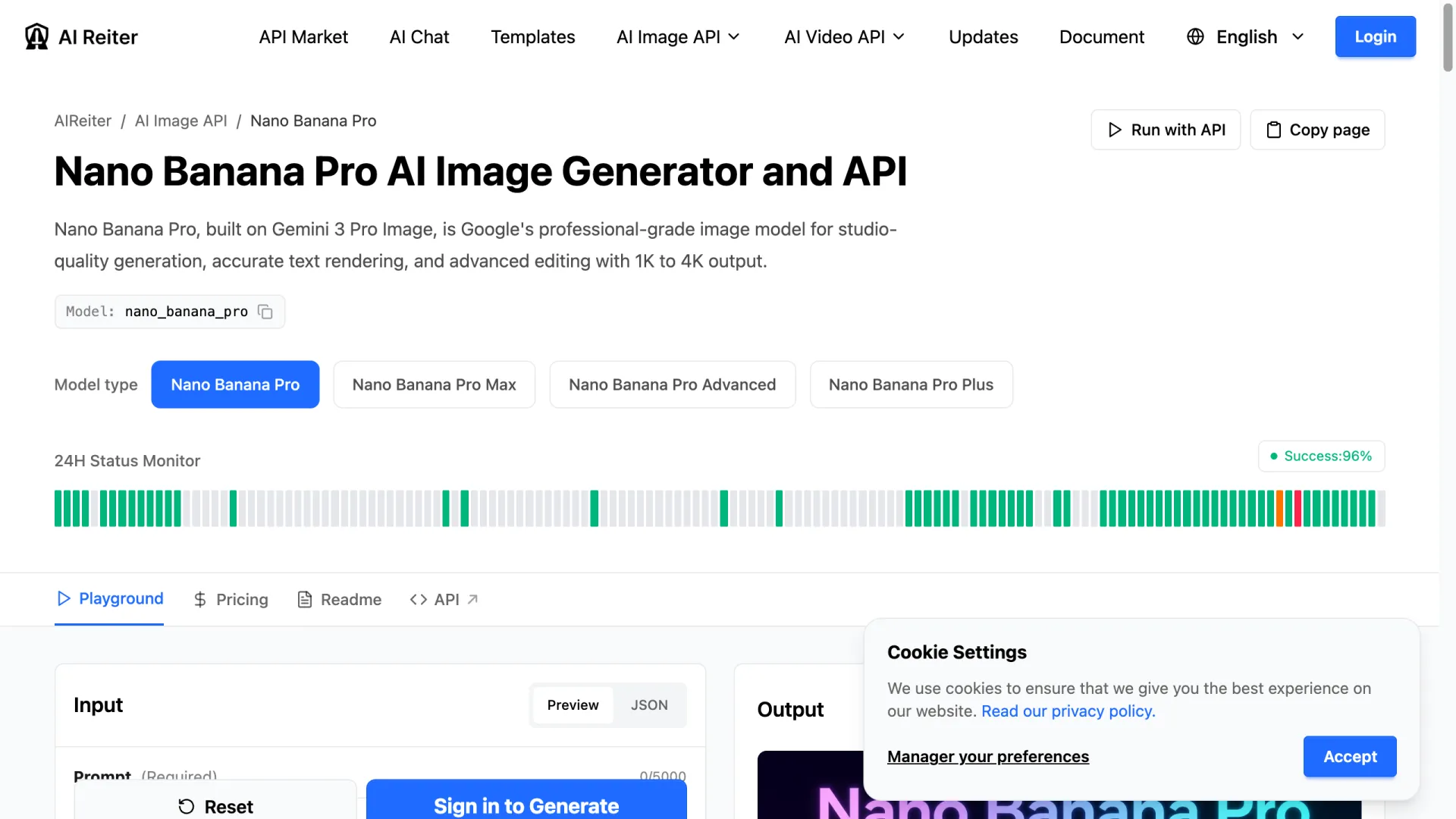 Generatorseite von AIReiter Nano Banana Pro