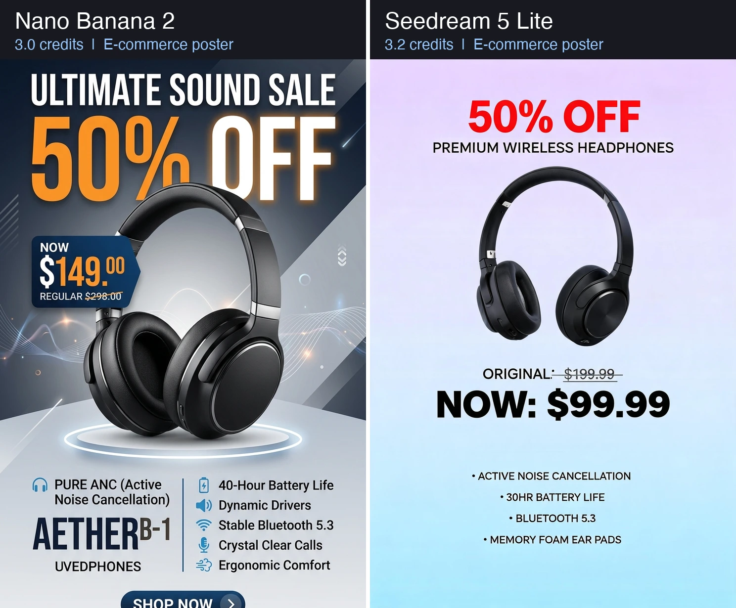 Nano Banana 2 vs Seedream 5 e-commerce poster design comparison