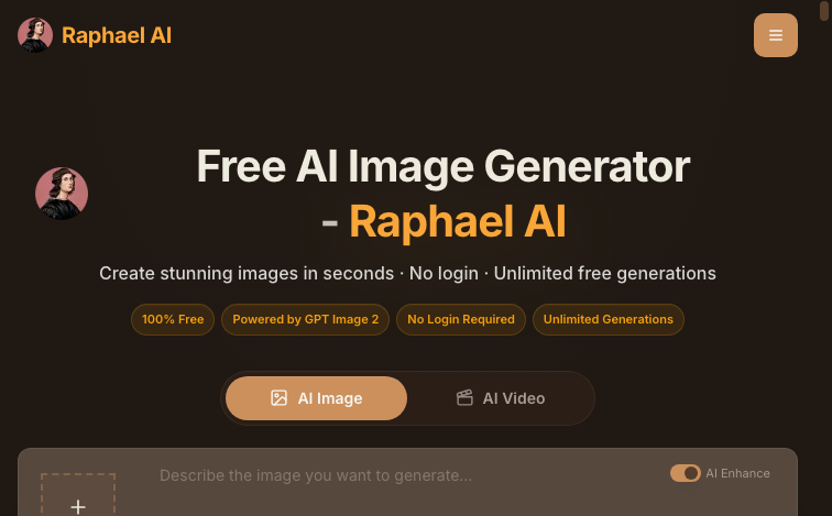 Raphael AI surfaced a login prompt and credit messaging despite its "no login" headline