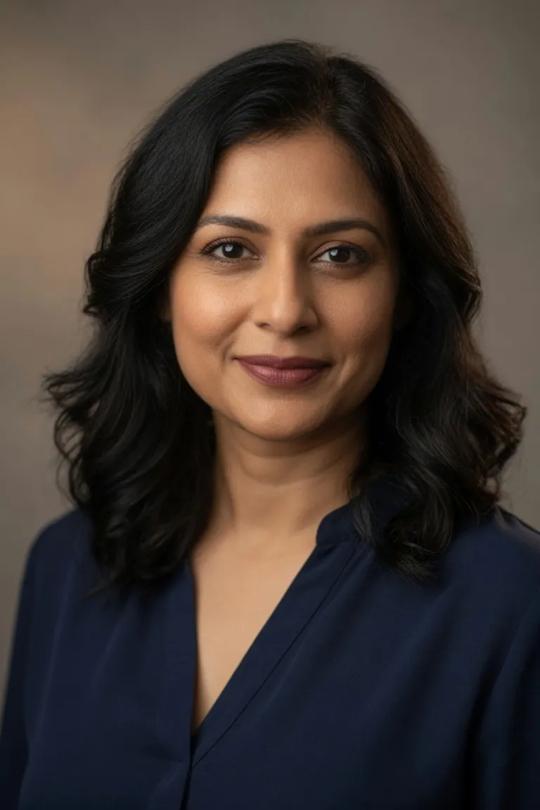 Grok Imagine professional headshot with a warm-gray background